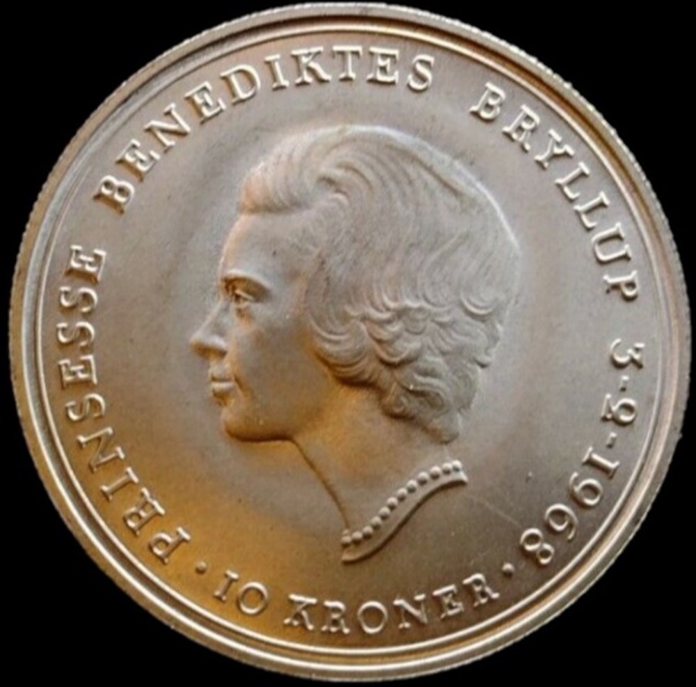 Frederik IX of Denmark - 10 Kroner 1968 - Wedding of Princess Benedikte monnaies monde danemark frederik ix of denmark 10 kroner 1968 wedding of princess benedikte