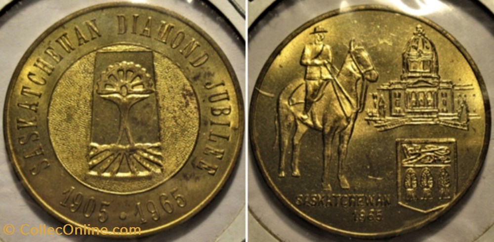 Saskatchewan Diamond Jubilee Token, 1905-1965 monnaies monde canada saskatchewan diamond jubilee token 1905 1965