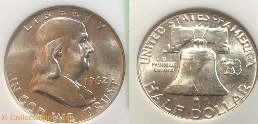1962D Franklin Half MS65 coins world united states 1962d franklin half ms65