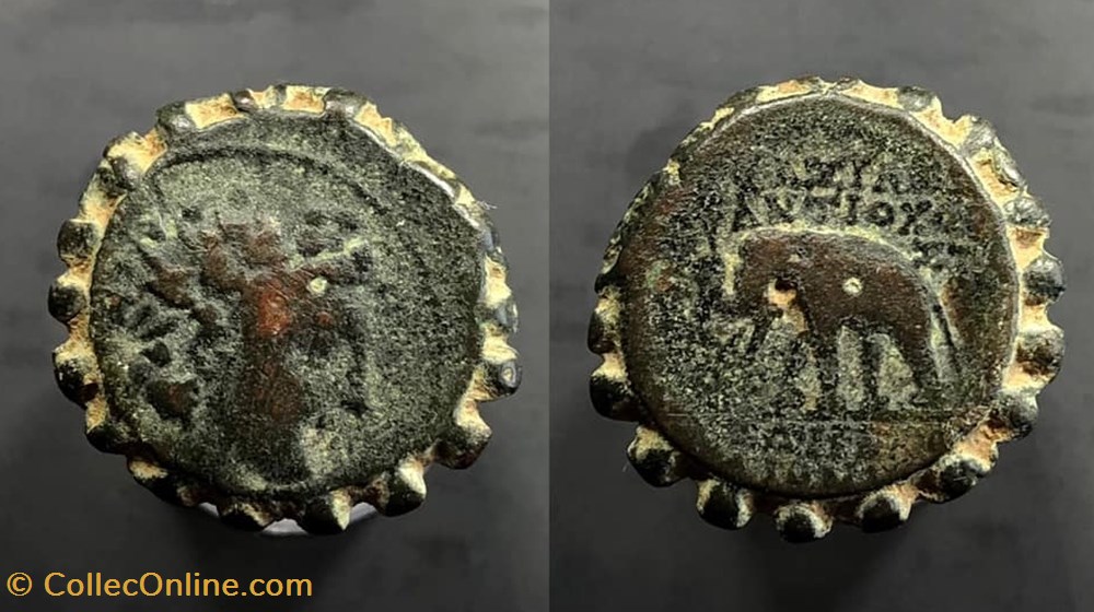 coins antique b to greek antiochos vi dionysos