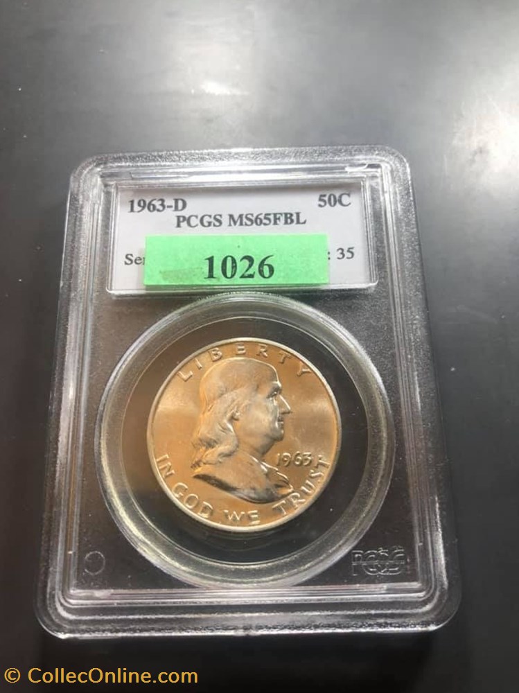 1963D Franklin Half MS65FBL coins world united states 1963d franklin half ms65fbl