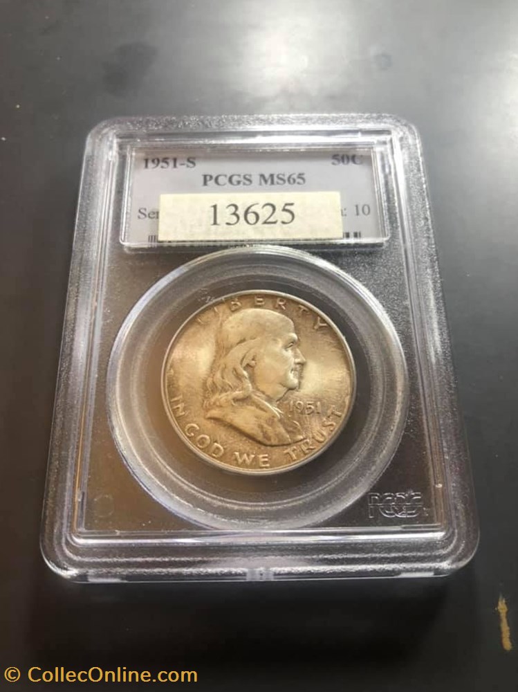 1951S Franklin Half MS65 coins world united states 1951s franklin half ms65