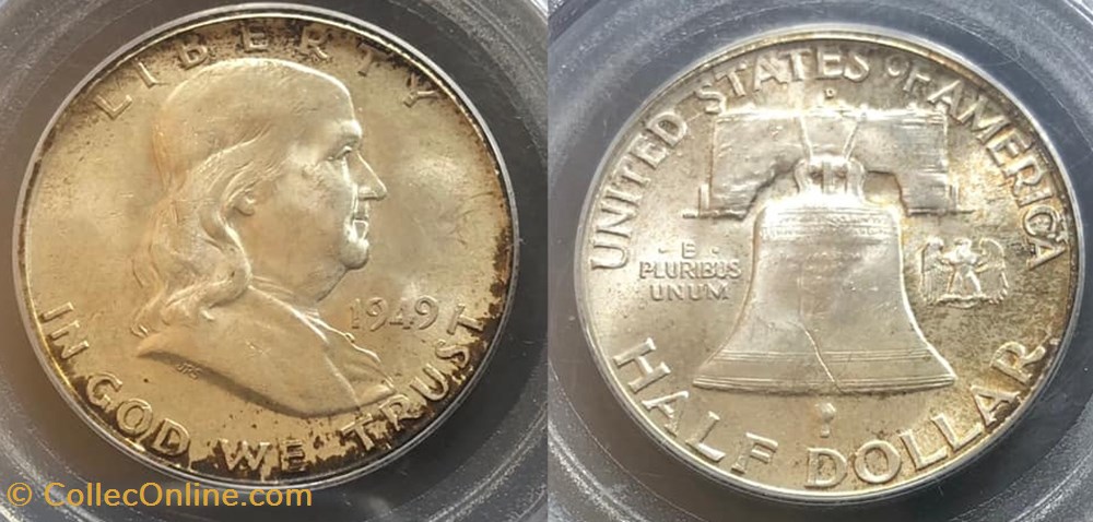 1949D Franklin Half MS64FBL coins world united states 1949d franklin half ms64fbl