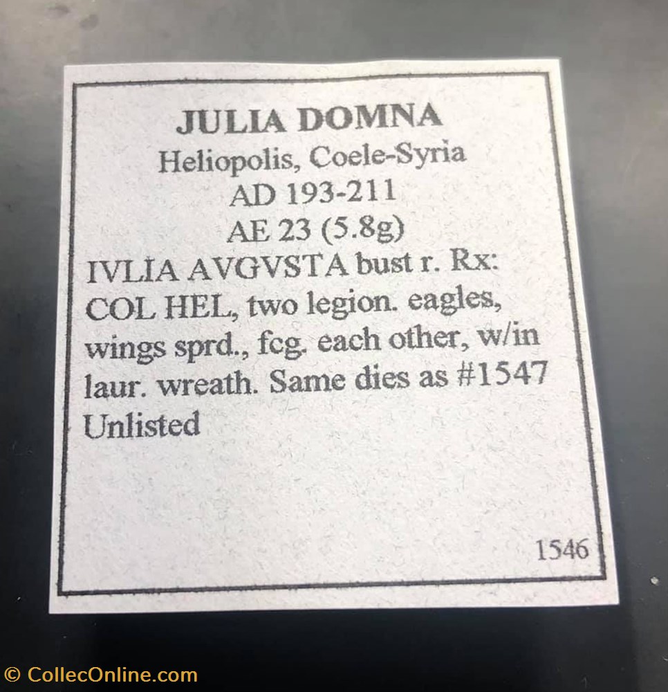 coins antique b to roman provincial coele syria heliopolis julia domna