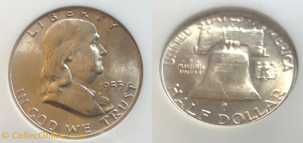 1953D Franklin Half MS65FBL coins world united states 1953d franklin half ms65fbl