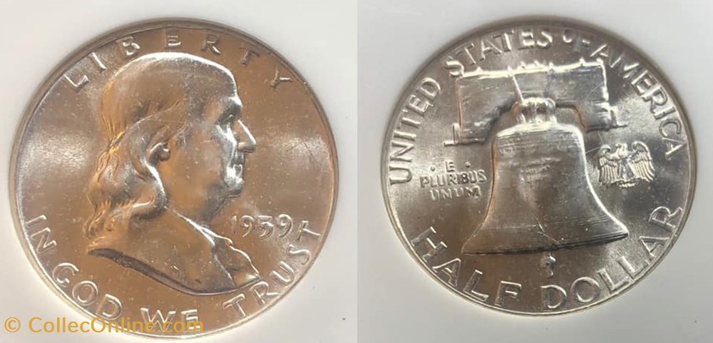 1959P Franklin Half MS65 coins world united states 1959p franklin half ms65