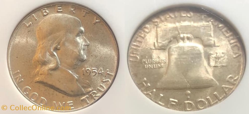 1954P Franklin Half MS65 coins world united states 1954p franklin half ms65