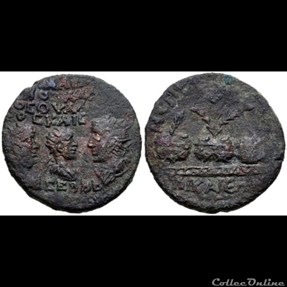 coin ancient roman provincial bithynia nicaea valerian i with gallienus and valerian ii