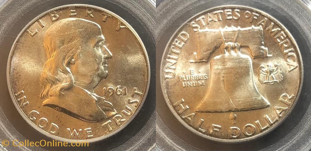 1961P Franklin Half MS65 coins world united states 1961p franklin half ms65