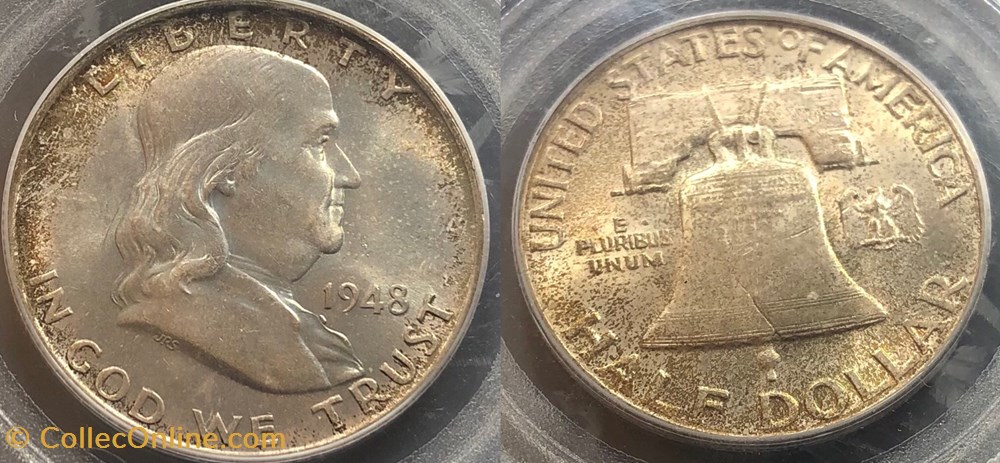 1948P Franklin Half MS65-FBL coins world united states 1948p franklin half ms65 fbl
