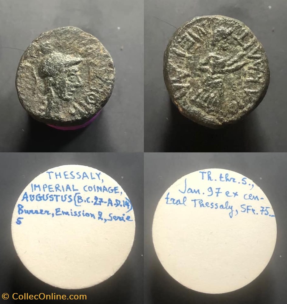 THESSALY, Augustus coins antique b c to roman provincial thessaly augustus