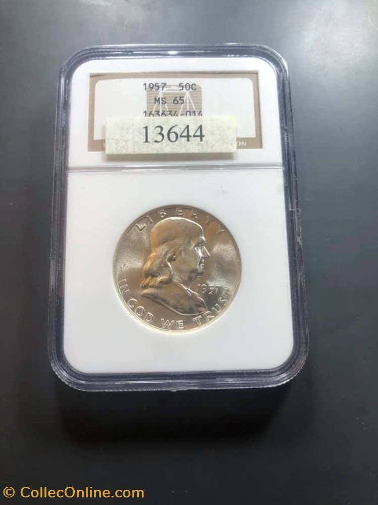 1957P Franklin Half MS65 coins world united states 1957p franklin half ms65