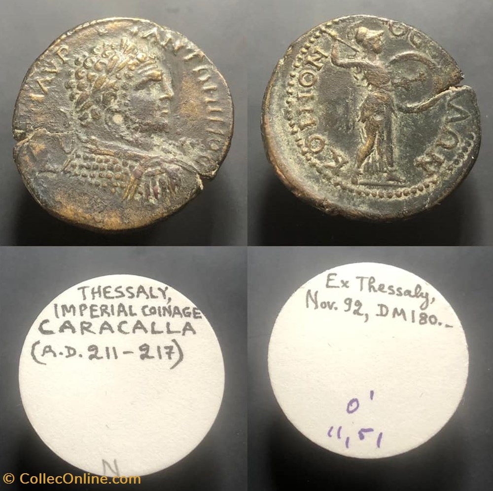 THESSALY, Caracalla coins antique b to roman provincial thessaly caracalla