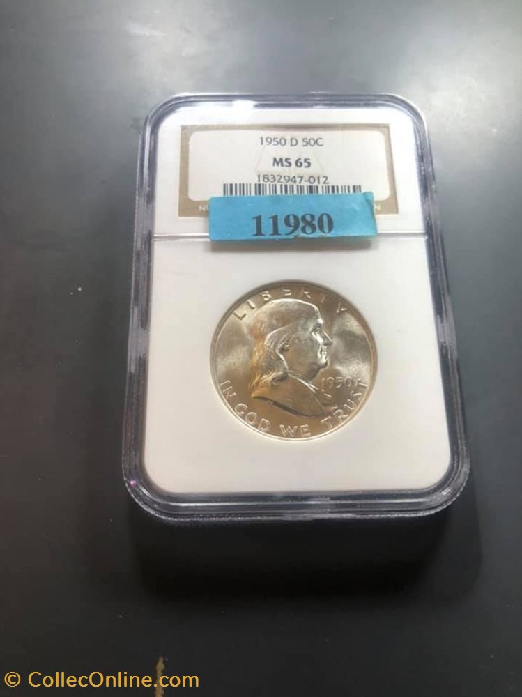 1950D Franklin Half MS65 coins world united states 1950d franklin half ms65