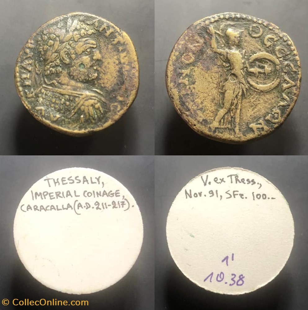 THESSALY, Caracalla coins antique b to roman provincial thessaly caracalla