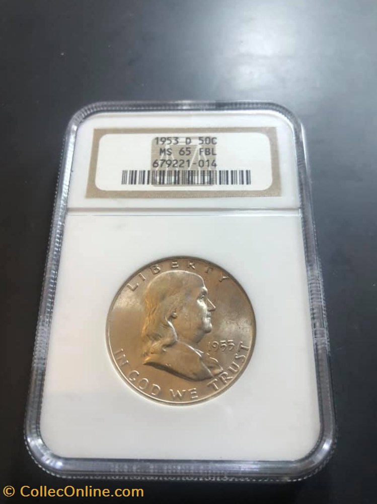 1953D Franklin Half MS65FBL coins world united states 1953d franklin half ms65fbl