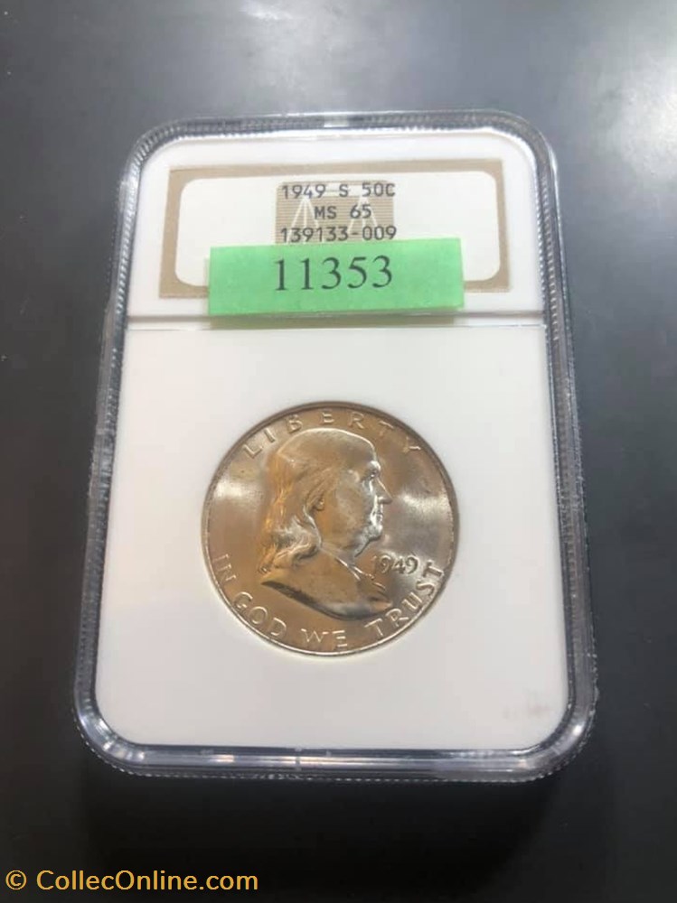 1949S Franklin Half MS65 coins world united states 1949s franklin half ms65