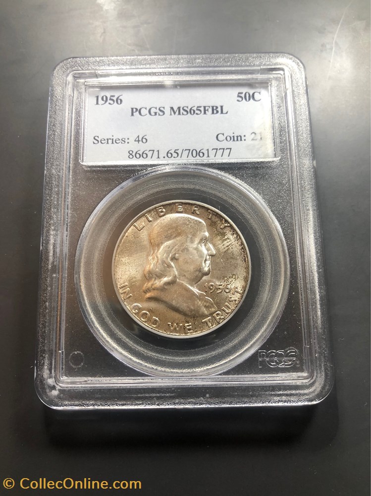 1956P Franklin Half MS65FBL coins world united states 1956p franklin half ms65fbl