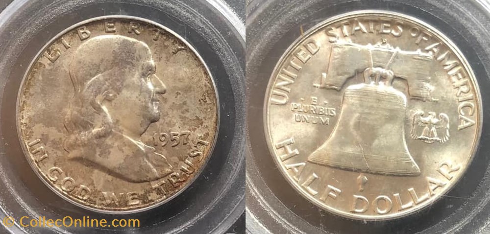 1957D Franklin Half MS65FBL coins world united states 1957d franklin half ms65fbl
