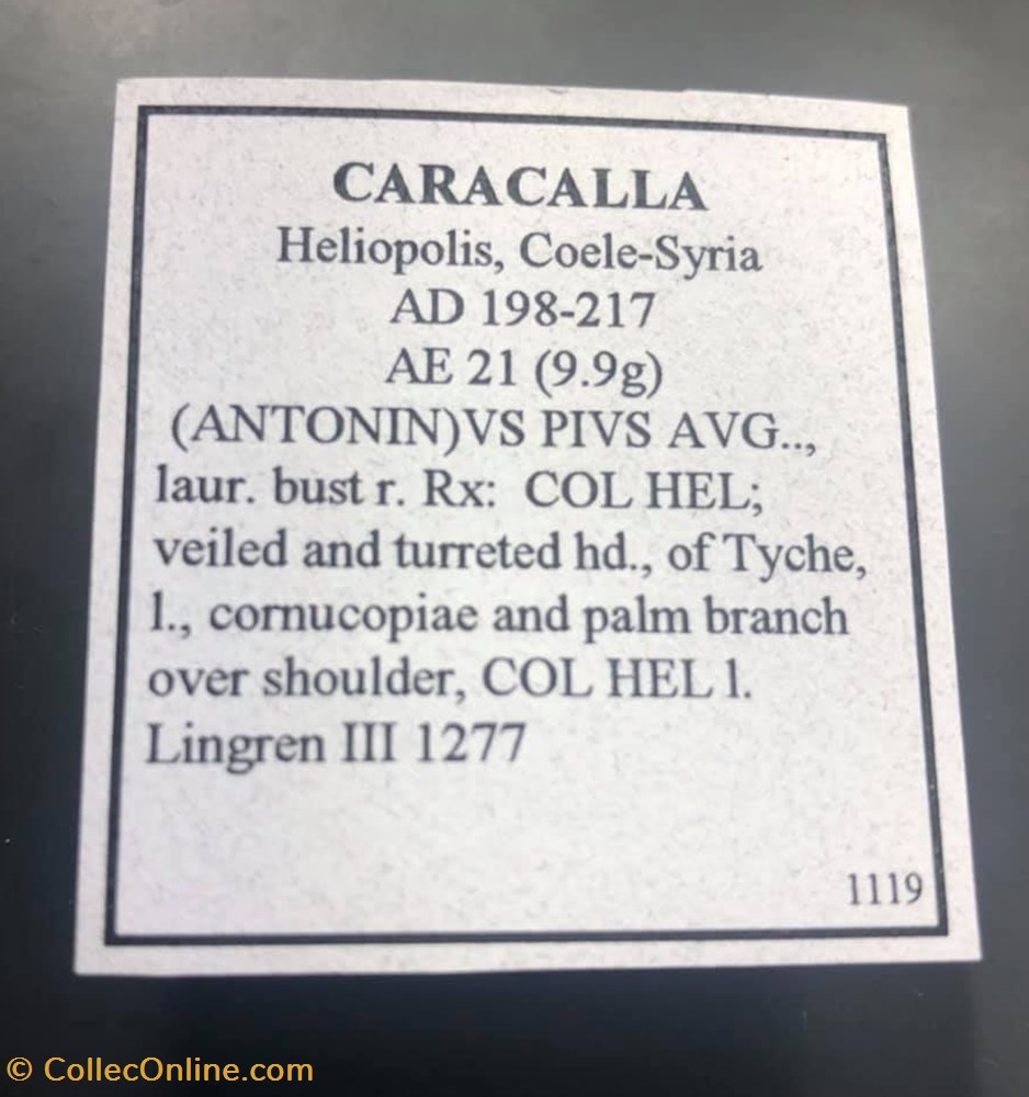 coins antique b to roman provincial coele syria heliopolis caracalla
