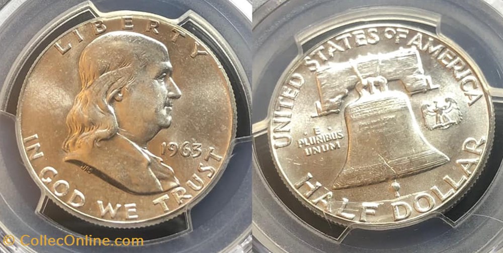 1963P Franklin Half MS65 coins world united states 1963p franklin half ms65