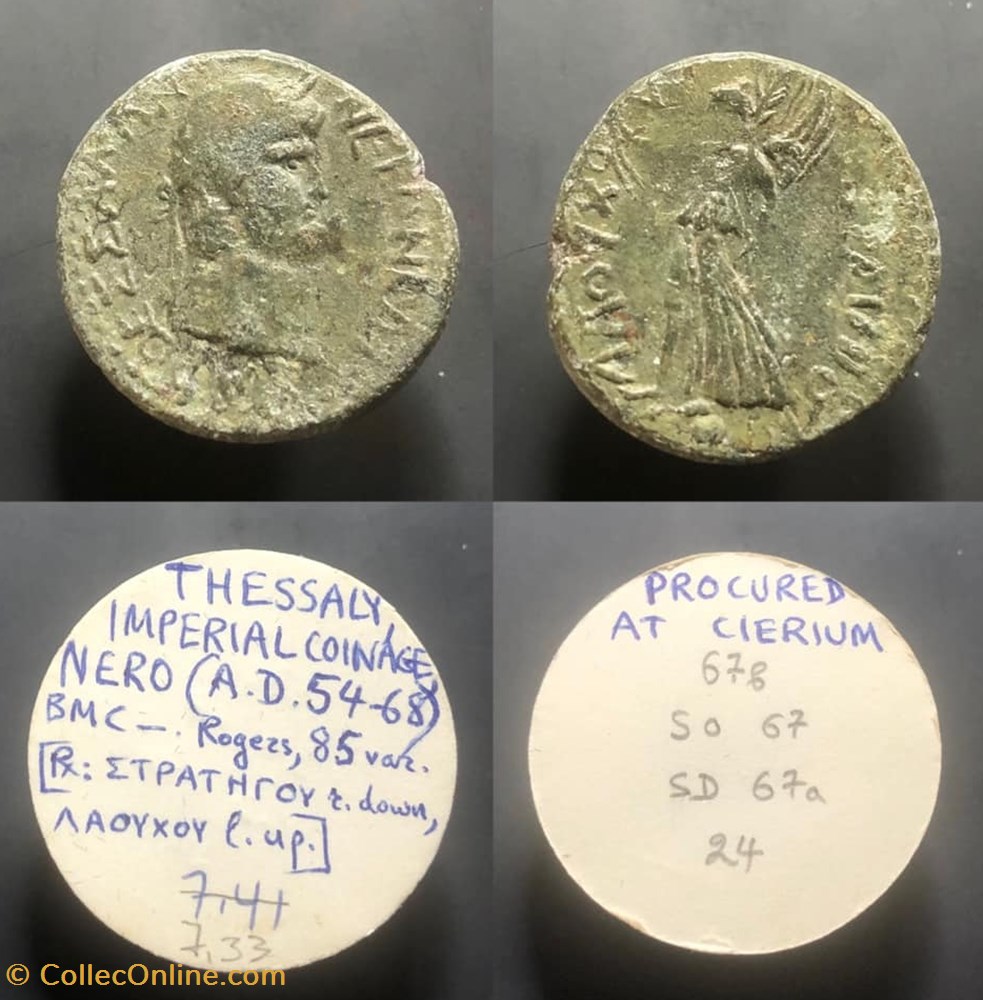 THESSALY, Nero coins antique b c to roman provincial thessaly nero