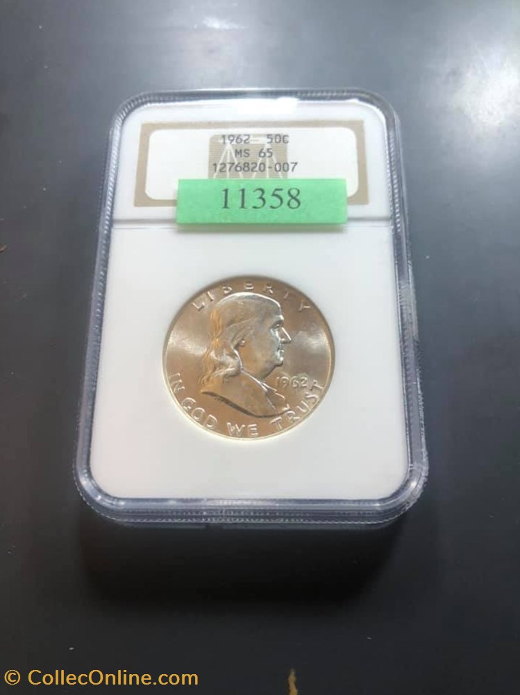 1962P Franklin Half MS65 coins world united states 1962p franklin half ms65