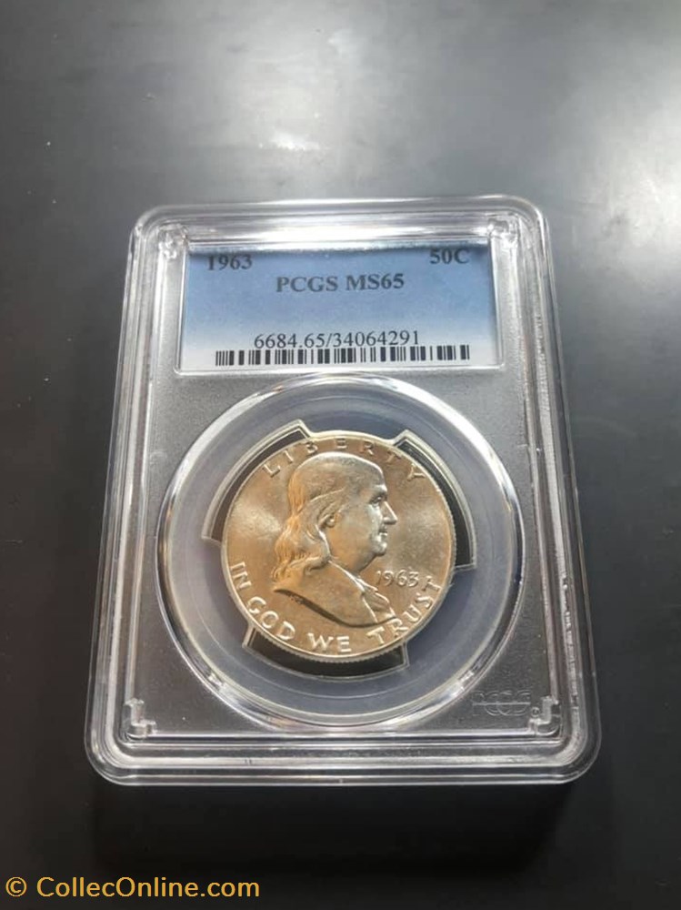 1963P Franklin Half MS65 coins world united states 1963p franklin half ms65