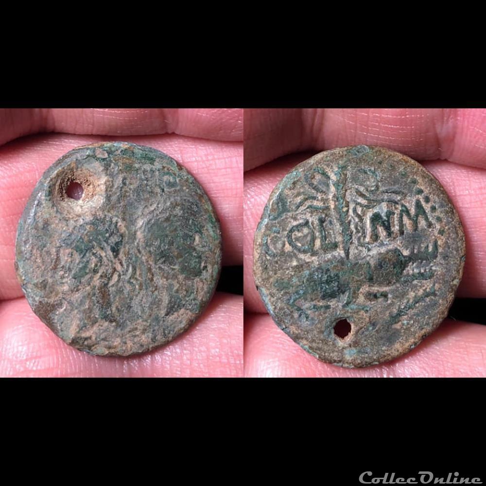 GAUL, Nemausus. Augustus, with Agrippa. coin ancient roman provincial gaul nemausus augustus with agrippa