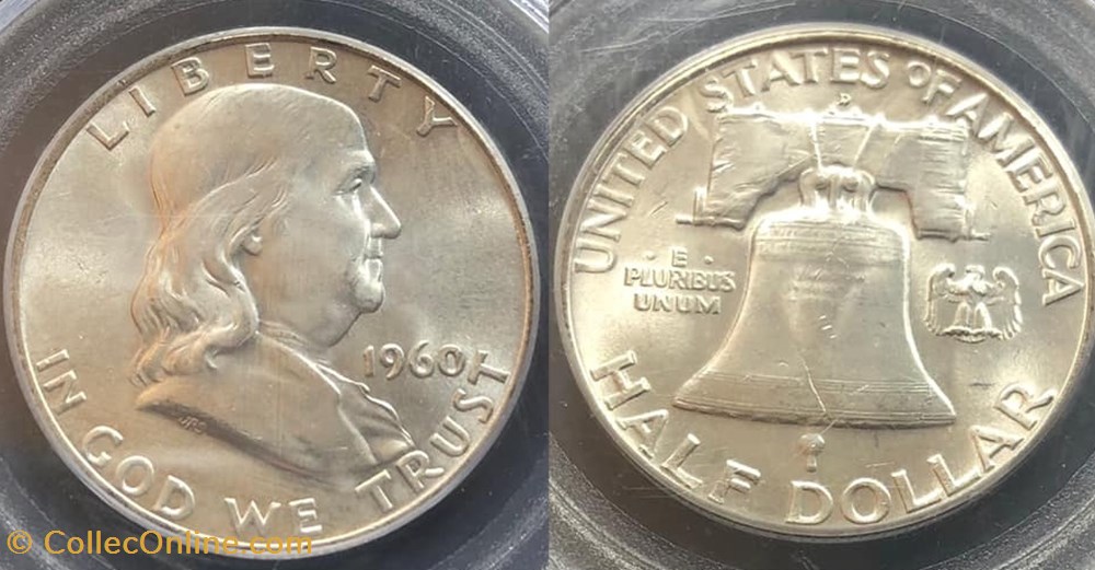 1960D Franklin Half MS64FBL coins world united states 1960d franklin half ms64fbl