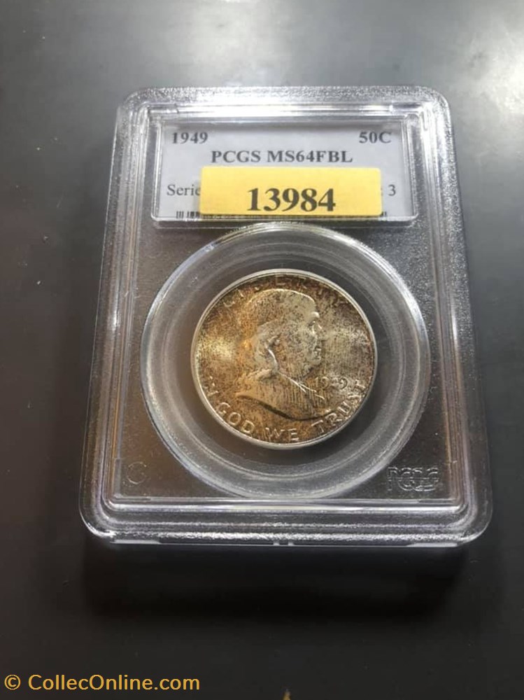 1949P Franklin Half MS64FBL coins world united states 1949p franklin half ms64fbl