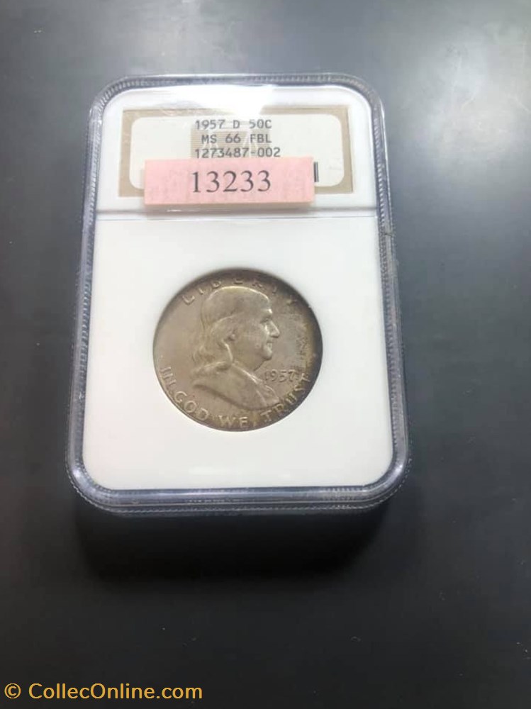 1957D Franklin Half MS66FBL coins world united states 1957d franklin half ms66fbl