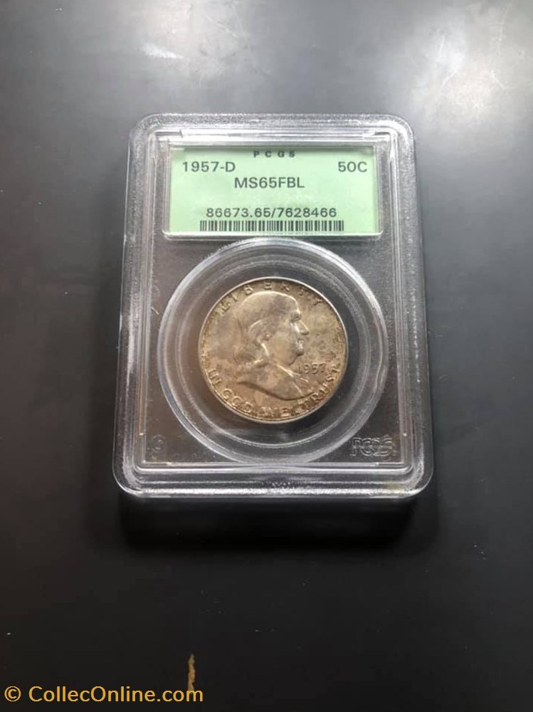1957D Franklin Half MS65FBL coins world united states 1957d franklin half ms65fbl