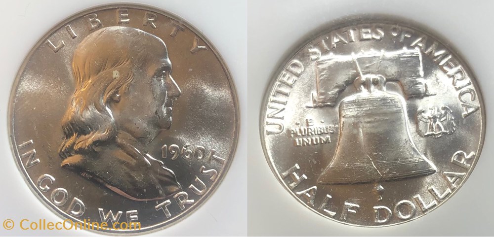 1960P Franklin Half MS65 coins world united states 1960p franklin half ms65