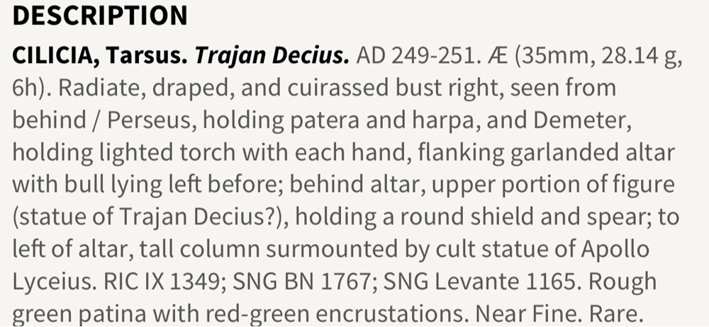 Cilicia, Tarsus, Trajan Decius coins ancient to romans provincial cilicia tarsus trajan decius
