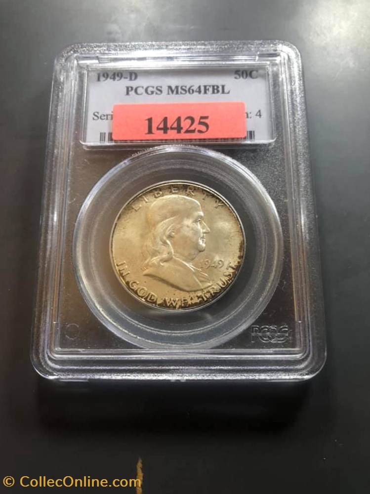 1949D Franklin Half MS64FBL coins world united states 1949d franklin half ms64fbl