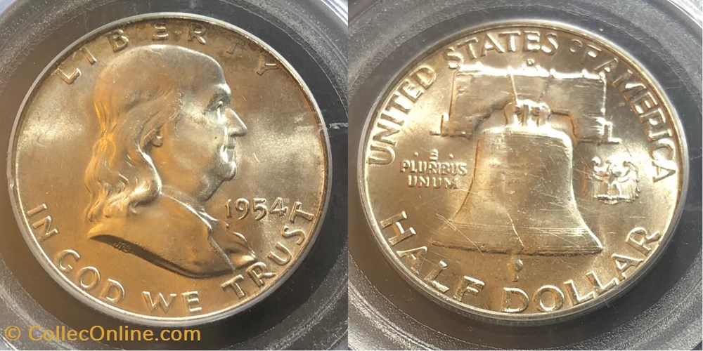 1954D Franklin Half MS65FBL coins world united states 1954d franklin half ms65fbl