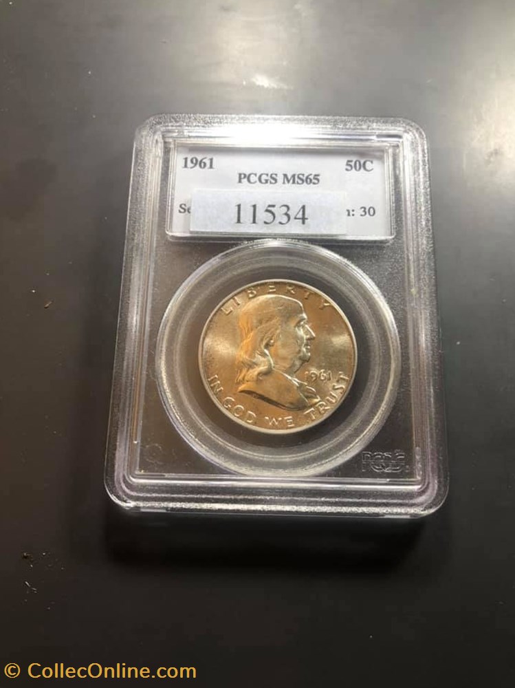 1961P Franklin Half MS65 coins world united states 1961p franklin half ms65