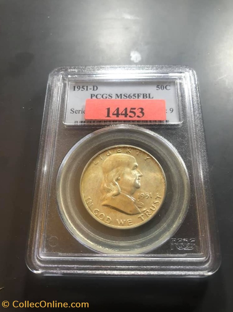 1951D Franklin Half MS65FBL coins world united states 1951d franklin half ms65fbl