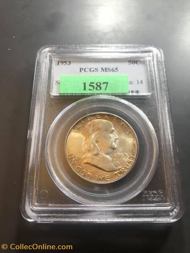 1953P Franklin Half MS65 coins world united states 1953p franklin half ms65