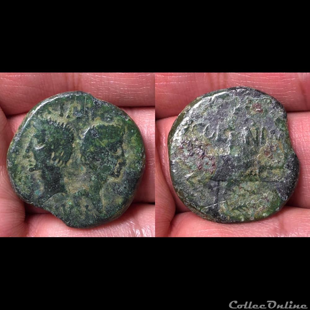 coin ancient roman provincial gaul nemausus augustus with agrippa