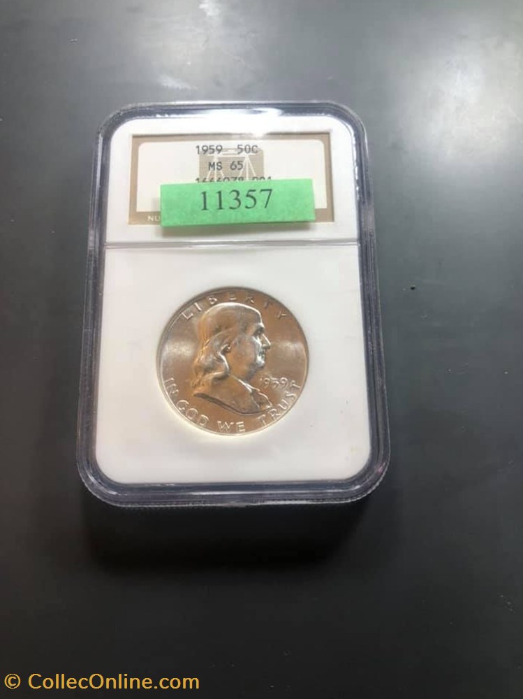 1959P Franklin Half MS65 coins world united states 1959p franklin half ms65