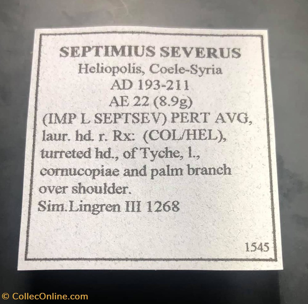 Coele-Syria. Heliopolis; Septimius Severus coins antique b to roman provincial coele syria heliopolis septimius severus