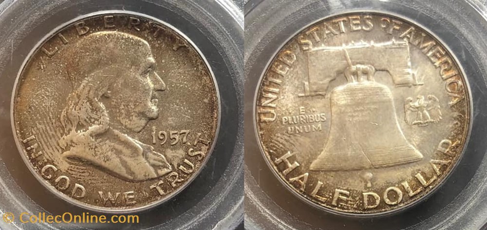 1957P Franklin Half MS64FBL coins world united states 1957p franklin half ms64fbl