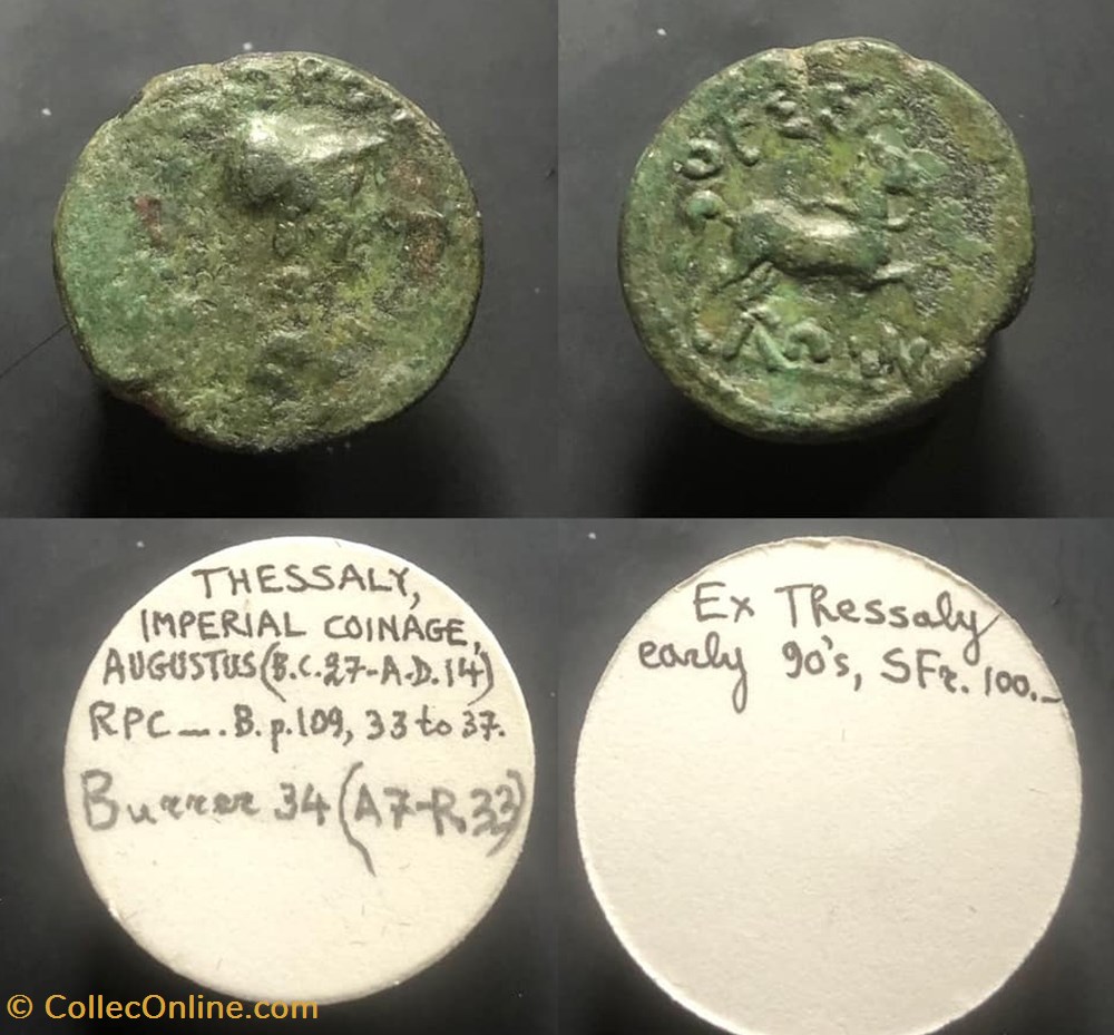 THESSALY, Augustus coins antique b c to roman provincial thessaly augustus