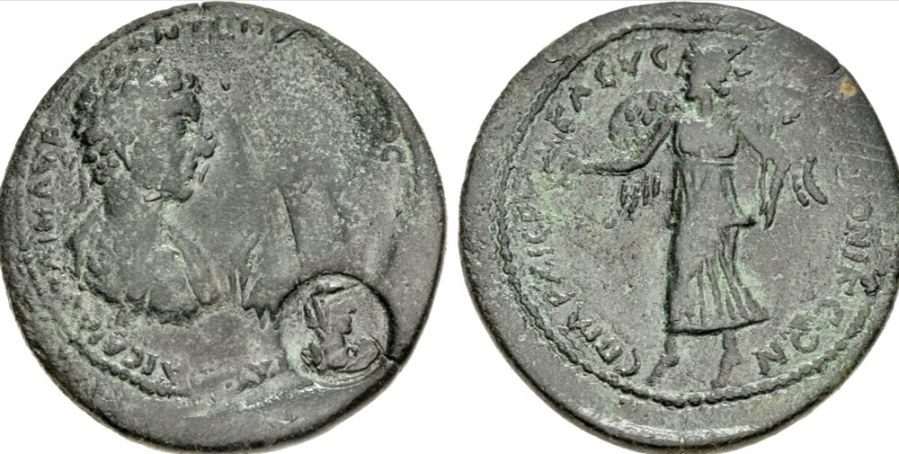 Caria, Stratonicaea. Caracalla with Geta. Damnatio Memoriae coins ancient romans provincial caria stratonicaea caracalla with geta damnatio memoriae
