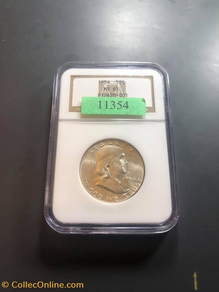 1954P Franklin Half MS65 coins world united states 1954p franklin half ms65