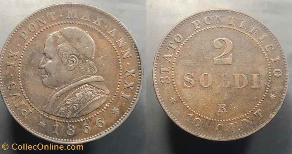 coins world 1866 pius ix italy papal states 2 soldi