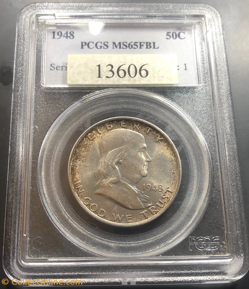 1948P Franklin Half MS65-FBL coins world united states 1948p franklin half ms65 fbl