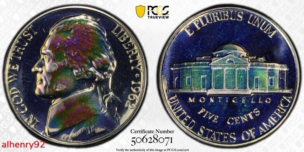 coins 1962 toned jefferson nickel